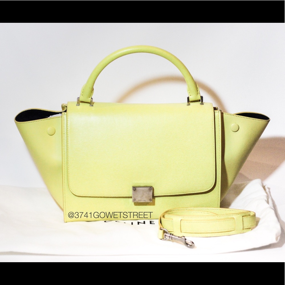 Celine trapeze textured leather in lemon yellow